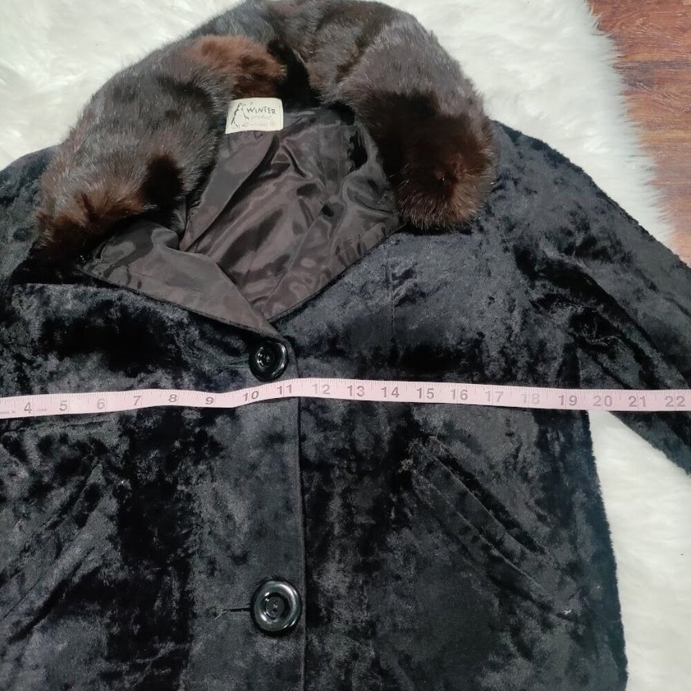Vintage A Winter Product Womens Small Faux Fur Winter Jacket with Collar Black - Picture 8 of 8